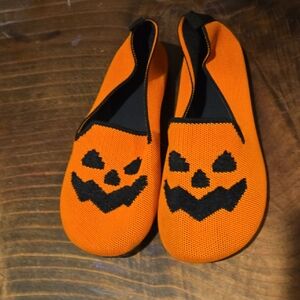 Kids Halloween Pumpkin Slip-On Shoes - Orange and Black